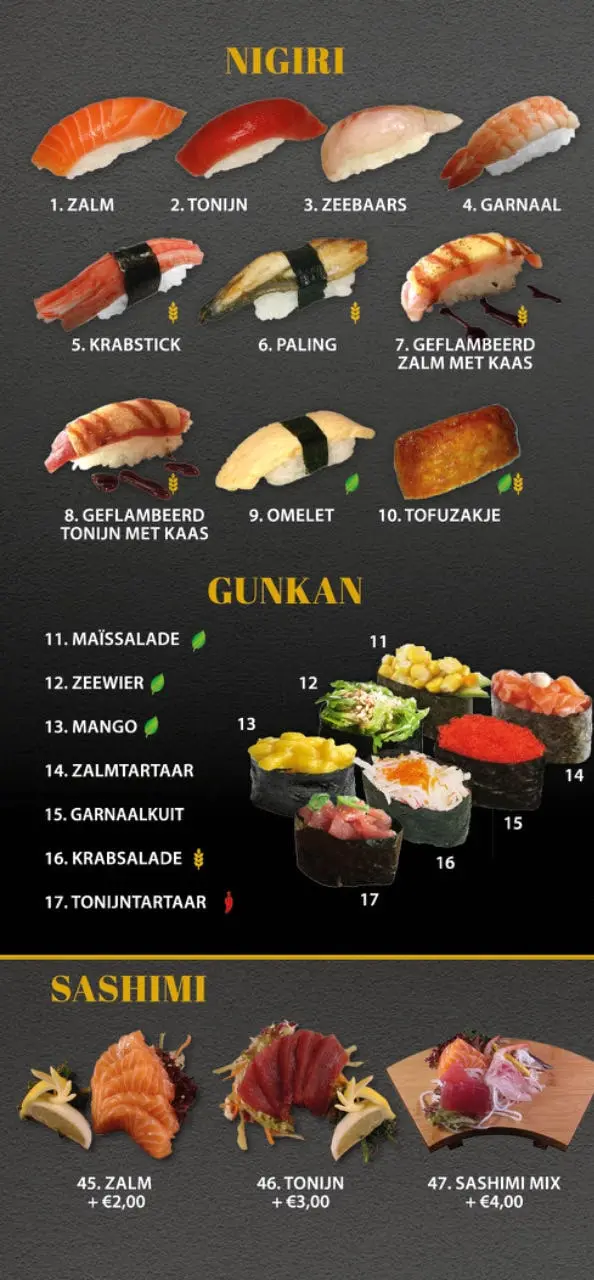 Menukaart - Yoshi Sushi in Gouda